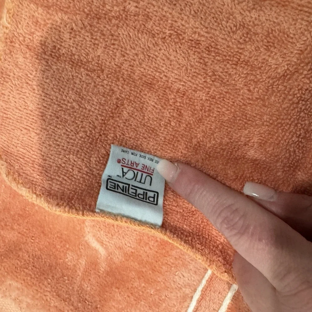 Vtg Utica Pipeline Orange Bath Towel‎ Hand Wash Cloth Set Of 3